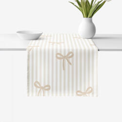 Goldea napron de masă 100% bumbac - fundițe latte cu dungi 20x140 cm Fata de masa