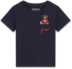 GUESS Тъмно синя тениска с джоб и мече за мини момче Guess