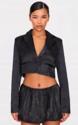 Prettylittlething Fekete rövid fényes blézer, 36-os méret