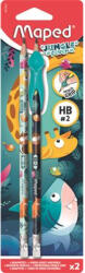 Maped Grafitceruza radírral, HB, háromszögletű, ceruzafogóval, MAPED "Jungle Fever", kétféle minta (851819)
