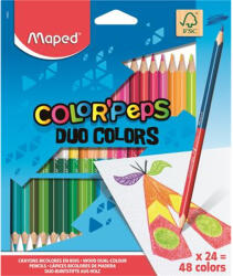 Maped Színes ceruza készlet, háromszögletű, kétvégű, MAPED "Color`Peps Duo", 48 különböző szín (829602FC)