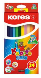 Kores Színes ceruza készlet, háromszögletű, jumbo, KORES "Kolores Jumbo", 24 különböző szín (93524) - eztkapdki