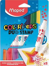 Maped Filctoll készlet, 7, 5 mm, kétvégű, MAPED "Color`Peps Duo Stamp" 8 különböző szín és minta (846808) - eztkapdki