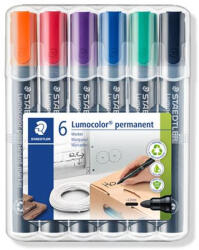 STAEDTLER Alkoholos marker készlet, 2 mm, kúpos, STAEDTLER "Lumocolor® 352", 6 különböző szín (352 WP6) - eztkapdki