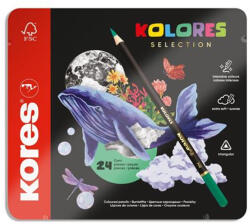 Kores Színes ceruza készlet, háromszögletű, fém doboz, KORES "Kolores Selection", 24 különböző szín (93325) - eztkapdki