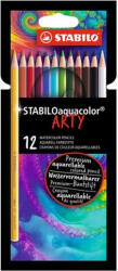 STABILO Akvarell ceruza készlet, STABILO "Aquacolor ARTY", 12 különböző szín (1612-1-20)
