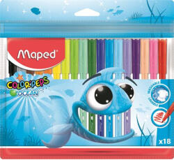 Maped Filctoll készlet, 2 mm, kimosható, MAPED "Color`Peps Ocean", 18 különböző szín (845721) - eztkapdki