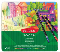 Derwent Színes ceruza készlet, fém doboz, DERWENT "Academy", 24 különböző szín (2301938)