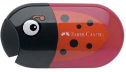 Faber-Castell Hegyező és radír, kétlyukú, tartályos, FABER-CASTELL, katicabogár minta (183526)