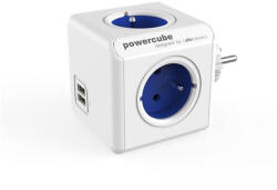 allocacoc Elosztó, 4 aljzat, 2 USB csatlakozó, ALLOCACOC "PowerCube Original USB DE", fehér-kék (1202BL/DEOUPC) - eztkapdki