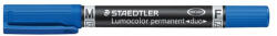 STAEDTLER Alkoholos marker, F/M, 0, 6/1, 5 mm, kúpos, kétvégű, STAEDTLER "Lumocolor Duo 348", kék (348-3)