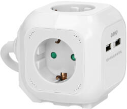 ORNO Prelungitor cub cu 4 prize schuko si 2 x USB pentru incarcare, 1, 4 m, alb (OR-AE-13144(GS)/W)