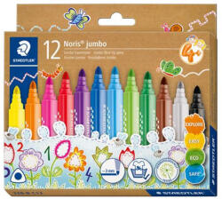 STAEDTLER Filctoll készlet, 3 mm, háromszögletű, kimosható, STAEDTLER "Noris® jumbo 328-B", 12 különböző szín (328-B C12) - eztkapdki