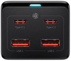Baseus INCARCATOR RETEA Baseus GaN3 Pro Powerstrip, QC 100W, 1xAC, 2xUSB Type-C Output 5V/3A, 2 x USB, include cablu USB Type-C la USB Type-C 100W, 1m, negru "PSZM000401" - 6932172604233 (PSZM000401)