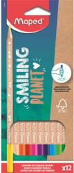 Maped Színes ceruza készlet, háromszögletű, FSC, MAPED "Smiling Planet", 12 különböző szín (831800FC)