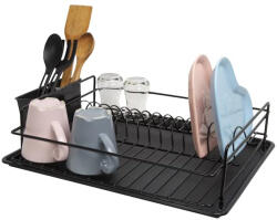TopMebel Метална поставка за чинии Perilla в черен цвят 46x33x12см