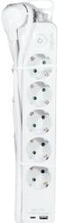 LogiLink Prelungitor Logilink LPS280U, 5 prize, 1x USB-C, 1x USB-A, 17W, intrerupator, protectie la suprasarcina, IP20, H05VV-F 3G 1.5 mmÂ˛, 1.5 m, Alb (LPS280U)