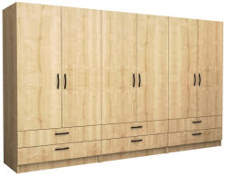 TopMebel Шесткрилен гардероб Victoria TopMebel от меламин в цвят дъб 300x60x181cm - topmebel - 1 142,73 лв