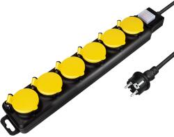 LogiLink Prelungitor Logilink LPS256, 6 prize Schuko, conectare Schuko tata cablu 1.5 m, 16 A, protectie stropire cu apa, Negru/Galben (LPS256)