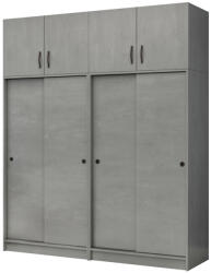 TopMebel Четирикрилен гардероб Regio TopMebel с плъзгащи врати в бетонно сиво 200x60x240cm