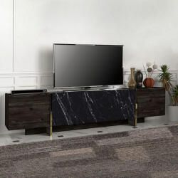 TopMebel Veyron TopMebel меламинов ТВ шкаф в черен антрацит - черен мраморен ефект 180x32, 3x45cm