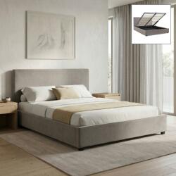 TopMebel Тапицирано легло Verona TopMebel с място за съхранение в сиво-бежов цвят 160x200cm