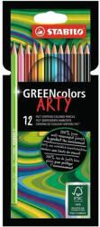 STABILO Színes ceruza készlet, hatszögletű, STABILO "GreenColors ARTY", 12 különböző szín (6019/12-1-20)