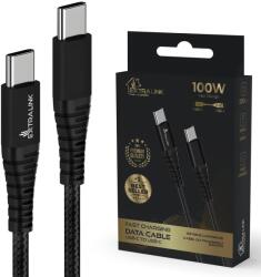 Extralink Smart Life Braided 100W USB Type-C to Type-C 2m Black USB Type C Cable 480 Mbps, 20V 5A (CABESL02)