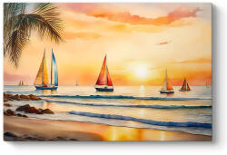 TopMebel " Tropical Sails at the sunset" TopMebel картина на платно дигитален печат 100x70x3cm