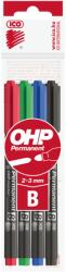 ICO Alkoholos marker készlet, OHP, 2-3 mm, B, ICO, 4 különböző szín (9580041000)