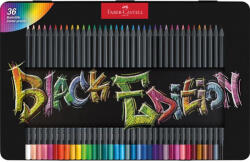 Faber-Castell Színes ceruza készlet, háromszögletű, fémdobozban, FABER-CASTELL "Black Edition", 36 különböző szín (116437) - eztkapdki