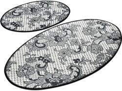 Persera Set 2 Covorase baie Lace, 60 x 100 cm, 50 x 60 cm, Antiderapant, Alb/Negru (LACE4506) Covor baie