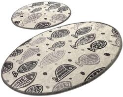Persera Set 2 Covorase baie Fish White, 60 x 100 cm, 50 x 60 cm, Antiderapant, Alb (FISHW4506) Covor baie