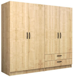 TopMebel Четирикрилен гардероб Victoria TopMebel от меламин в цвят дъб 200x60x181cm - topmebel - 695,59 лв