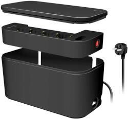 LogiLink Prelungitor Logilink LPS282U, cutie cablu, 5 prize, 2xUSB-A, 1xUSB-C, DC 5 V/3.4 A (17 W max. ), intrerupator iluminat, protectie la suprasarcina, IP20, H05VV-F 3G 1.5 mmÂ˛, 1.5 m, Negru (LPS282U)