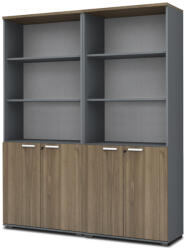 TopMebel Venturo TopMebel офисна библиотека от меламин в антрацит - орех цвят 160x40x200cm