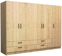 TopMebel Петкрилен гардероб Victoria TopMebel от меламин в цвят дъб 250x60x181cm - topmebel - 1 064,91 лв