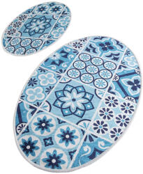 Persera Set 2 Covorase baie Seramik, 60 x 100 cm, 50 x 60 cm, Antiderapant, Albastru (SRMK4506) Covor baie