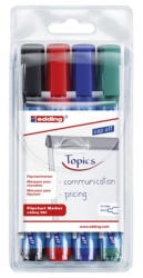 edding Flipchart marker készlet, 1, 5-3 mm, kúpos, EDDING "380", 4 különböző szín (7580022000)