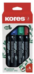 Kores Alkoholos marker készlet, 3-5 mm, vágott, KORES "ECO K-Marker XP2", 4 különböző szín (20784) - eztkapdki