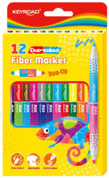 Keyroad Rostirón, filctoll kétvégű készlet 12 db/doboz Keyroad duo fiber marker 24 klf. szín (KR972435)
