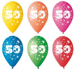  Léggömb, 26cm, számos, 50, 5db/cs (11-PRINT50) - eztkapdki