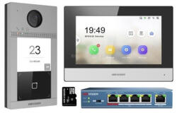 Hikvision IP kaputelefon szett - DS-KIS604-S (DS-KV8113-WME1, DS-KH6320-WTE1, DS-3E0105P-E/M, 16GB microSD kártya) (DS-KIS604-S) - eztkapdki