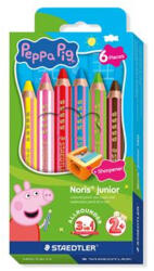 STAEDTLER Színes ceruza készlet, hatszögletű, jumbo, STAEDTLER „Noris® junior 140", Peppa malac, 6 szín (140 C6 L1) - eztkapdki