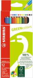 STABILO Színes ceruza készlet, hatszögletű, STABILO "GreenColors", 12 különböző szín (6019/2-121) - eztkapdki