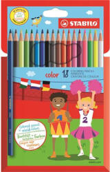 STABILO Színes ceruza készlet, hatszögletű, STABILO "Color", 18 különböző szín (1918/77-11)
