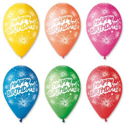  Léggömb, 30cm, "Happy Birthday", tüzijáték, 10db/cs (11-PRINTHBTUZIJAT) - eztkapdki