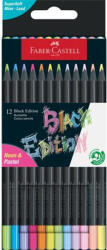 Faber-Castell Színes ceruza készlet, háromszögletű, FABER-CASTELL "Black Edition", 6-6 különböző neon és pasztell szín (116410) - eztkapdki