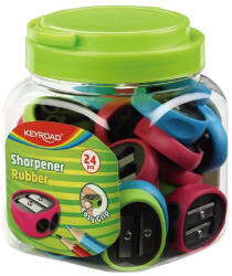 Keyroad Hegyező 2 lyukú 24 db/display Keyroad Rubber vegyes színek (KR971835)
