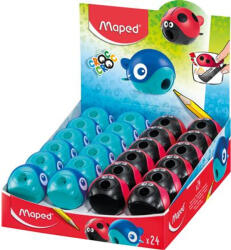 Maped Hegyező display, egylyukú, tartályos, MAPED "Croc Croc Easy", katica és bálna, vegyes formák, 24db/disp (018113)